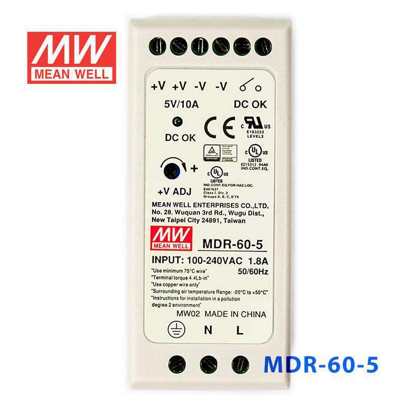 Mean Well MDR-60-5 Single Output Industrial Power Supply 60W 5V - DIN Rail - PHOTO 2