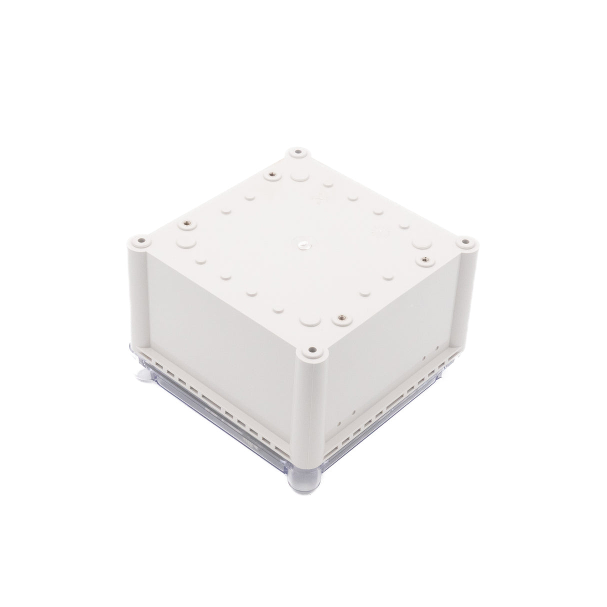Boxco S-Series 7.48 x 7.48 x 5.12 Inches(190x190x130mm) Plastic Enclosure, IP67, IK08, PC, Transparent Cover, Screw Type - PHOTO 1