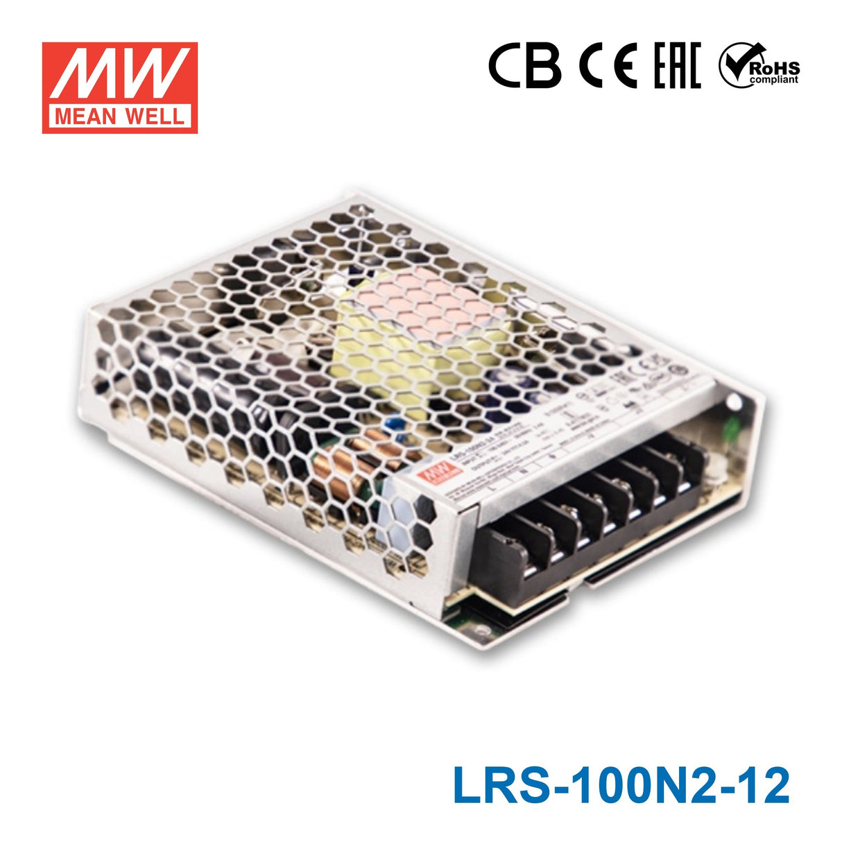 Mean Well LRS-100N2-12 Single Output High Peak Power Supply 102W 12V, 2 Times Peak Power