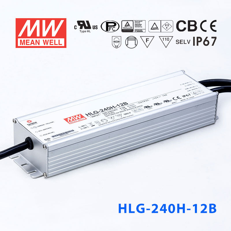 Mean Well HLG-240H-12AB Power Supply 192W 12V - Adjustable and Dimmable 16A