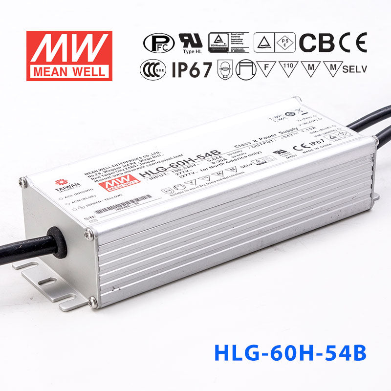 Mean Well HLG-60H-54AB Power Supply 60W 54V - Adjustable and Dimmable