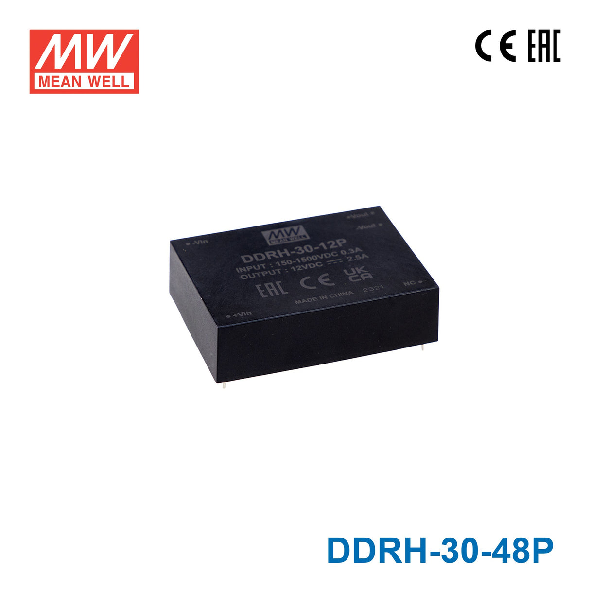 Mean Well DDRH-30-48P Ultra Wide Input DC-DC Converter, 30W 48V, PCB Mounting Type 625mA