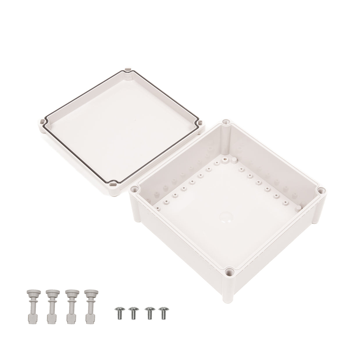 Boxco S-Series 11.02 x 11.02 x 5.12 Inches(280x280x130mm) Plastic Enclosure, IP67, IK08, PC, Grey Cover, Screw Type - PHOTO 3