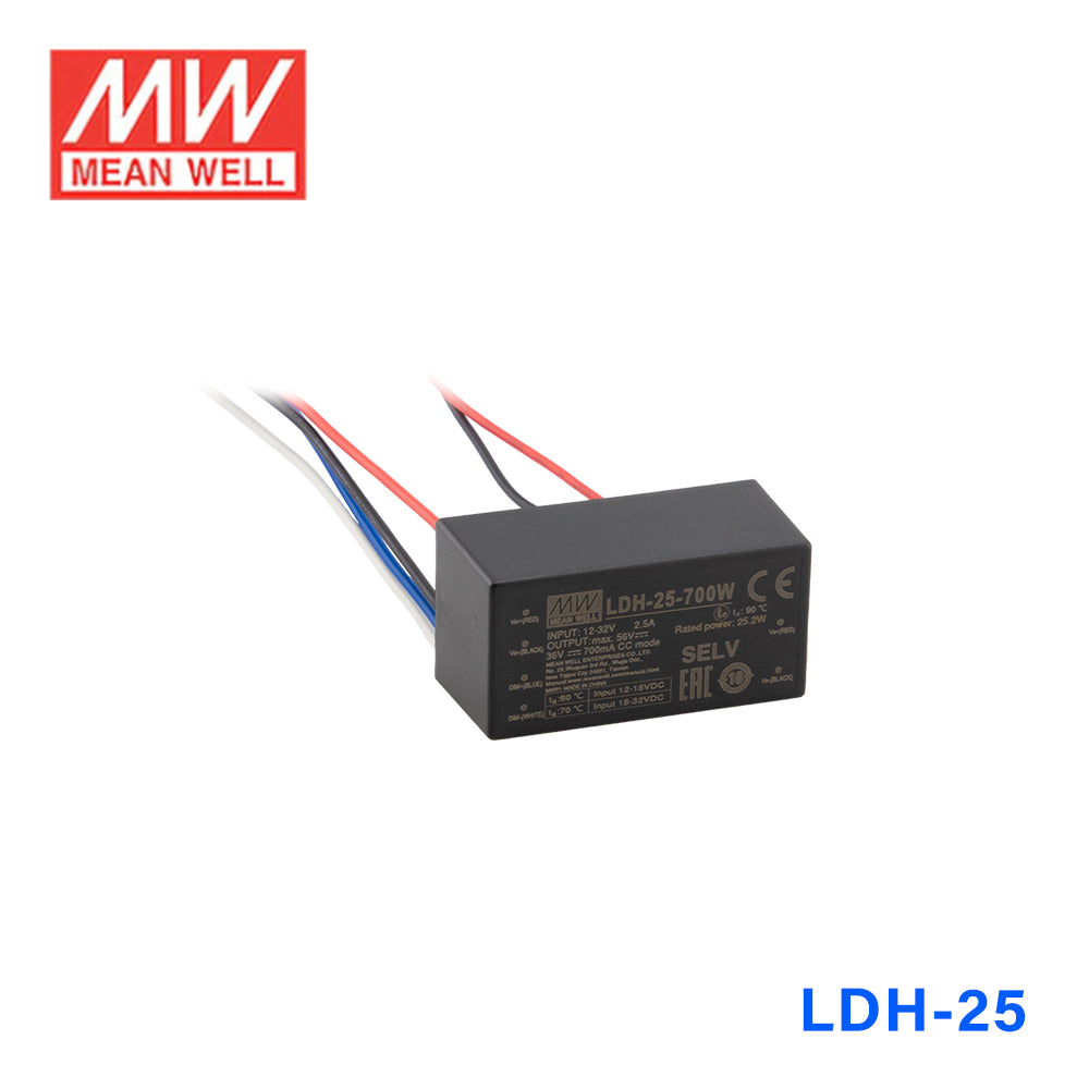 Mean Well LDH DC/DC LED Driver CC 250mA - Step-up - with Wire