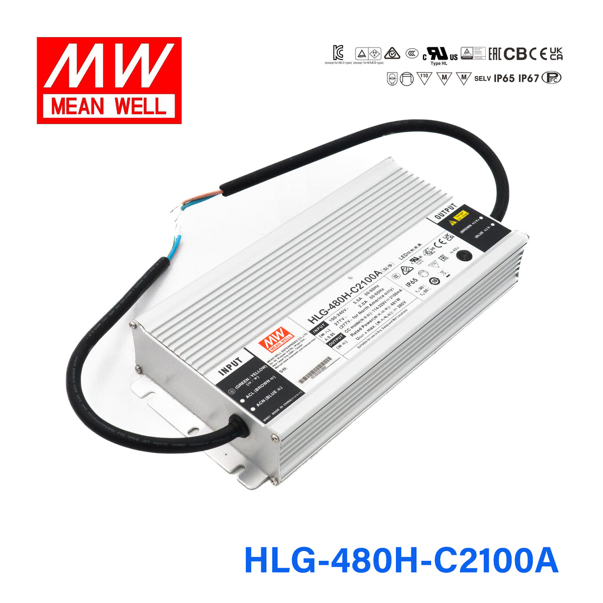 Mean Well HLG-480H-C2100A Power Supply 481W 2100mA - Adjustable