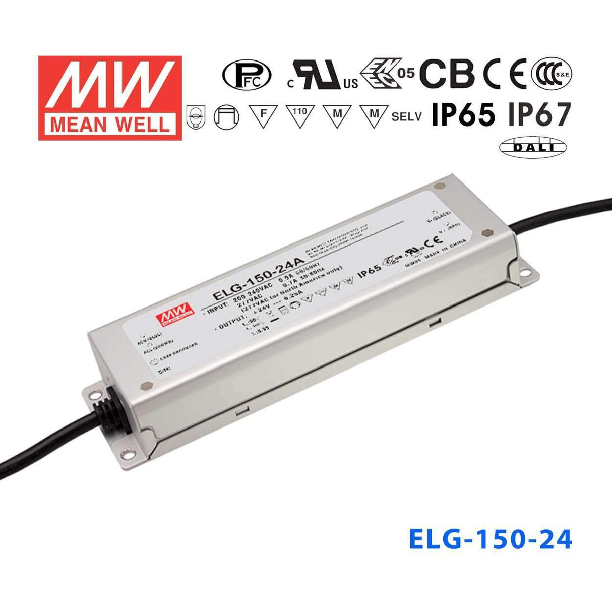 Mean Well ELG-150-24D2 AC-DC Single output LED Driver Mix Mode (CV+CC) with PFC 6.25A