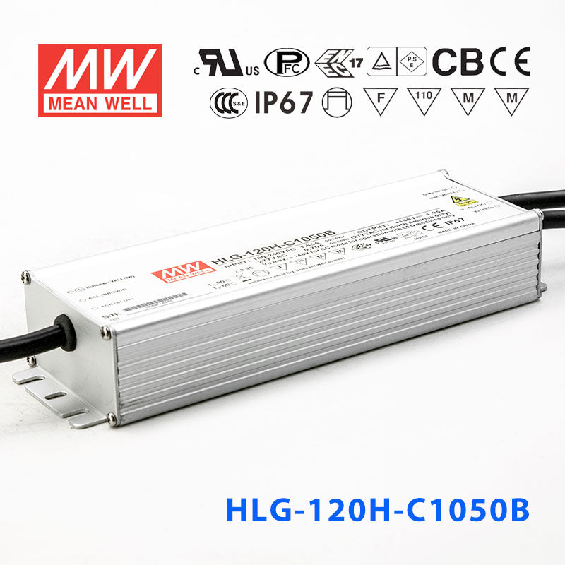 Mean Well HLG-120H-C1050AB Power Supply 155.4W 1050mA - Adjustable and Dimmable
