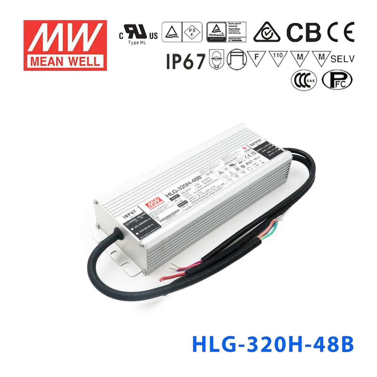 Mean Well HLG-320H-48B Power Supply 320W 48V- Dimmable