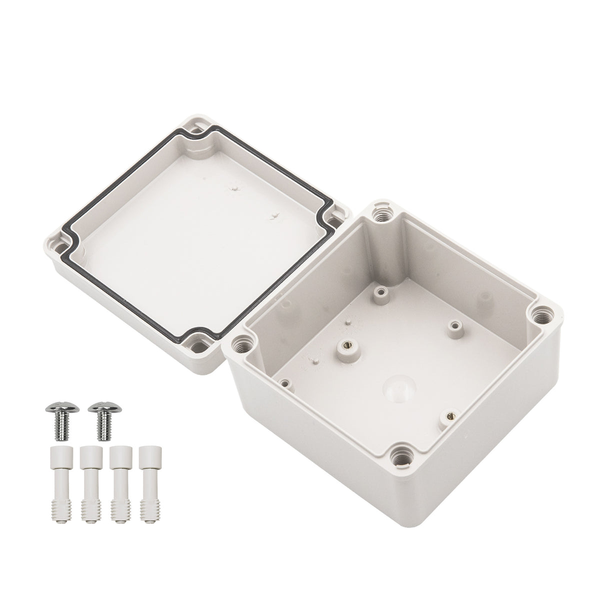 Boxco S-Series 4.92 x 4.92 x 2.95 Inches(125x125x75mm) Plastic Enclosure, IP67, IK08, PC, Grey Cover, Screw Type - PHOTO 2