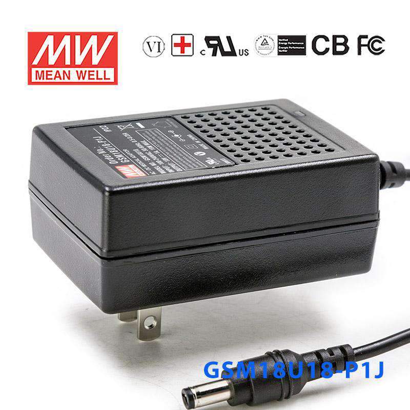 Mean Well GSM18U18-P1J Power Supply 18W 18V 1A
