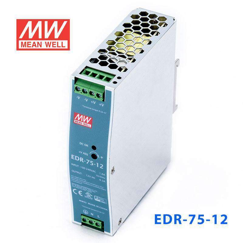 Mean Well EDR-75-12 Single Output Industrial Power Supply 75W 12V - DIN Rail - PHOTO 1