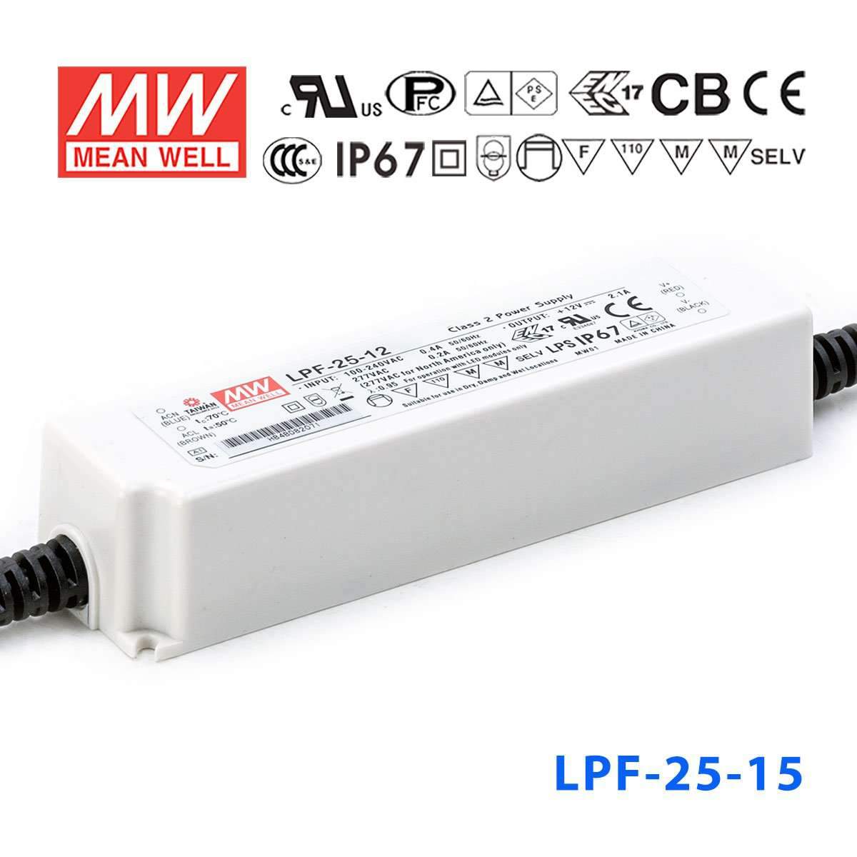 Mean Well LPF-25-15 Power Supply 25W 15V 1.6A
