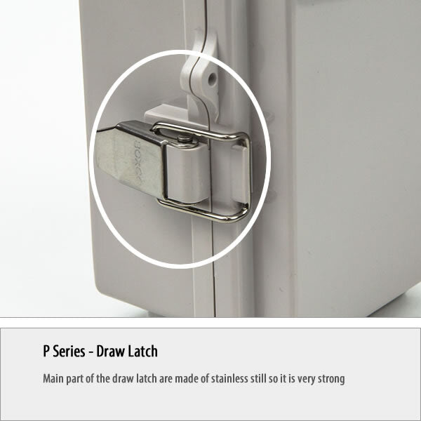 Boxco P-Series 15.75 x 23.62 x 7.09 Inches(400 x 600 x 180mm) Plastic Enclosure, IP67, IK08, ABS, Grey Cover, Molded Hinge and Latch Type - PHOTO 6