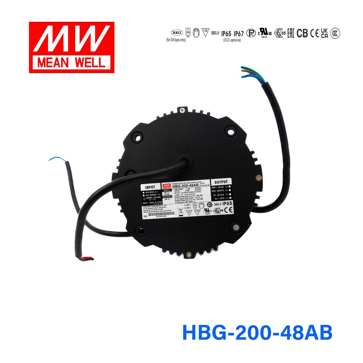 Mean Well HBG-200-48AB Power Supply 200W 48V - Adjustable and Dimmable
