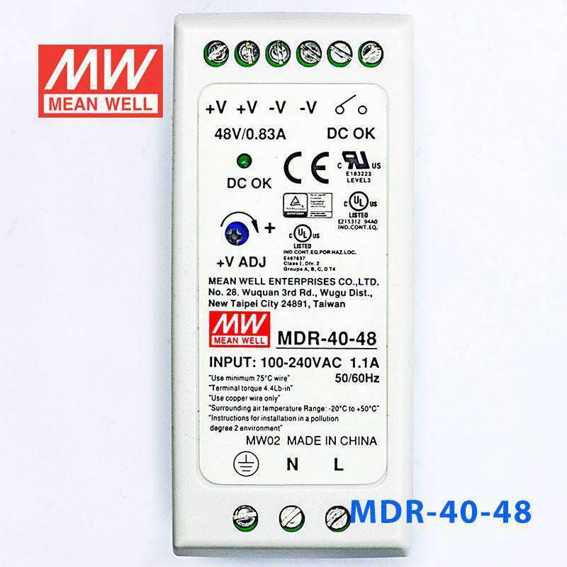 Mean Well MDR-40-48 Single Output Industrial Power Supply 40W 48V - DIN Rail - PHOTO 2