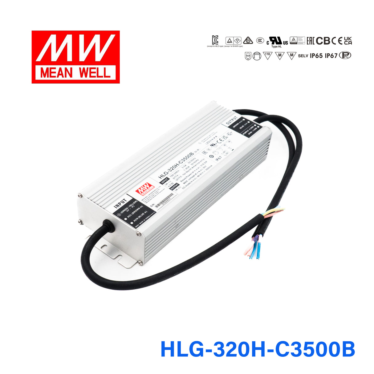 Mean Well HLG-320H-C3500B Power Supply 318.5W 3500mA - Dimmable