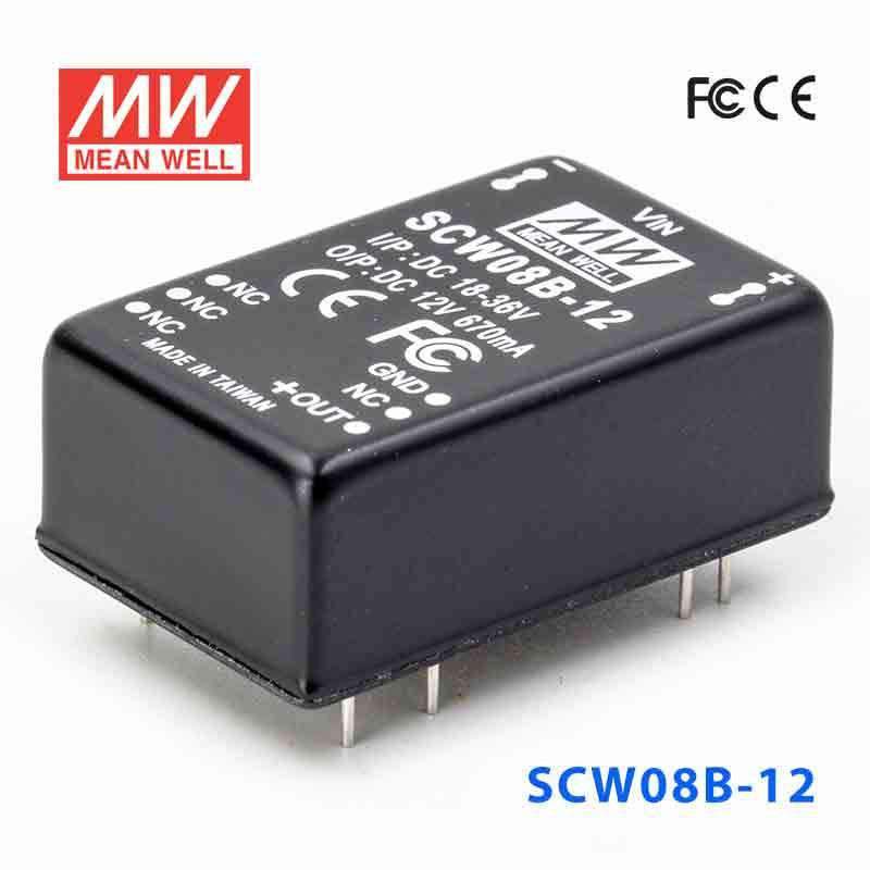Mean Well SCW08B-12 DC-DC Converter - 8W 18~36V DC in 12V out 670mA