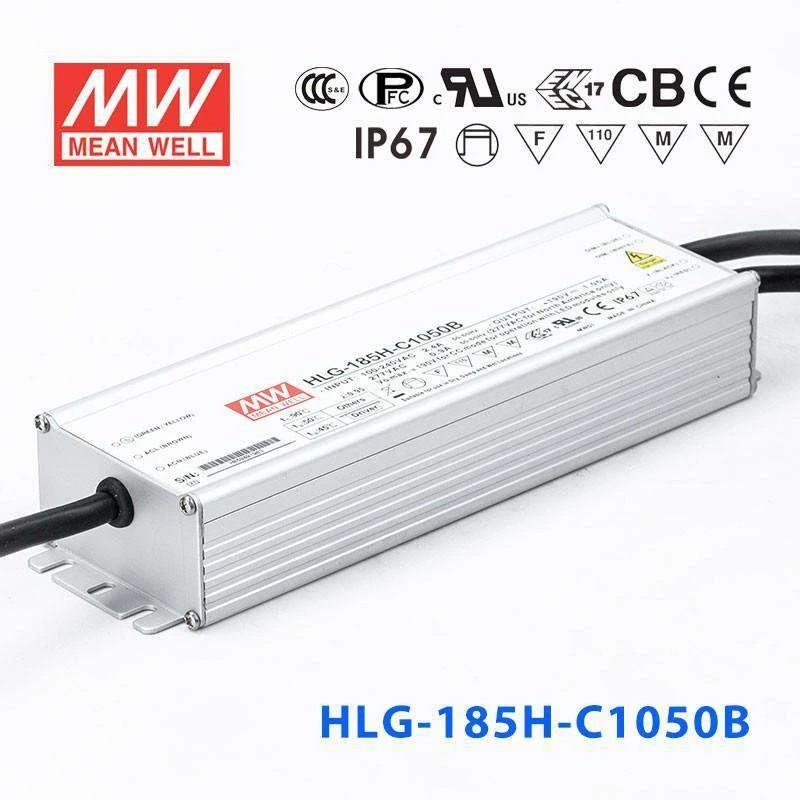 Mean Well HLG-185H-C1050B Power Supply 199.5W 1050mA - Dimmable