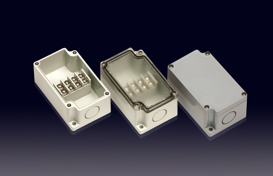Boxco Terminal Box 4-pole 2.17 x 3.58 x 1.69 Inches(55 x 91 x 43mm)IP67, IK08, ABS, Grey Cover