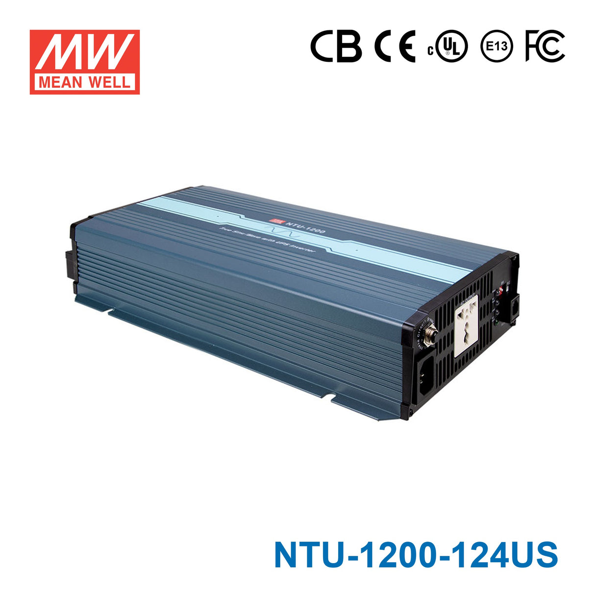 Mean Well NTU-1200-124US True Sine Wave DC-AC Inverter 1200W 110V out 24V in with US Socket
