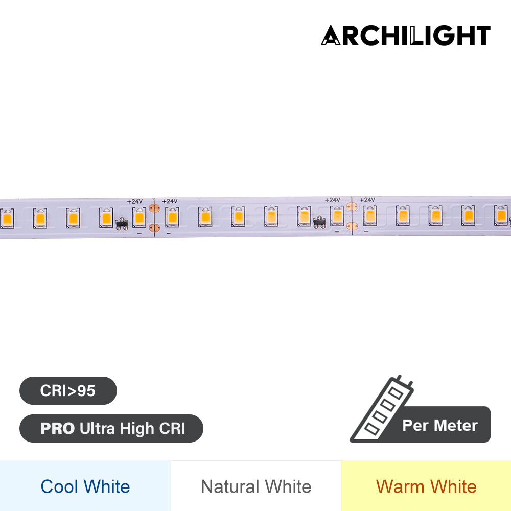 Archilight LED Strip ProPlus CC High CRI 120LEDs/m (/3.28Ft) 14.4W/m (/3.28Ft) 24V IP20 CRI>95 - 5m, 16.4 FT Package, Unit Price showing per metre (per 3.28 Ft)