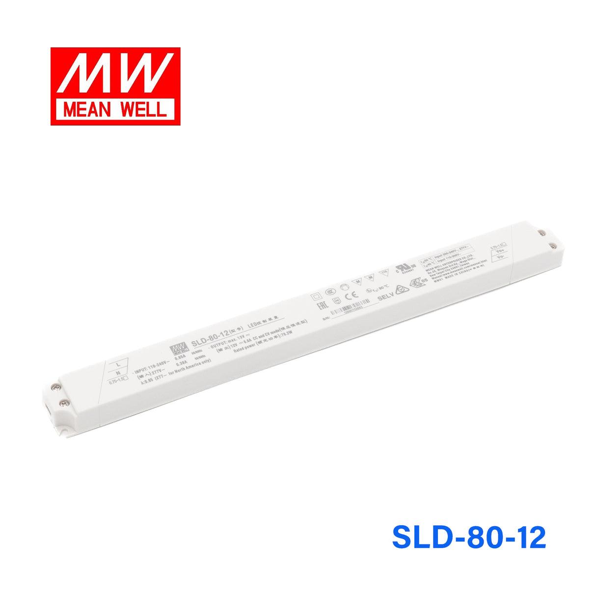 Mean Well SLD-80-12 Linear LED Driver 80W 12V 6600mA - Slim