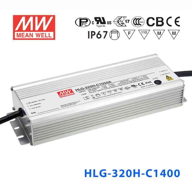 Mean Well HLG-320H-C1400A Power Supply 320.6W 1400mA - Adjustable