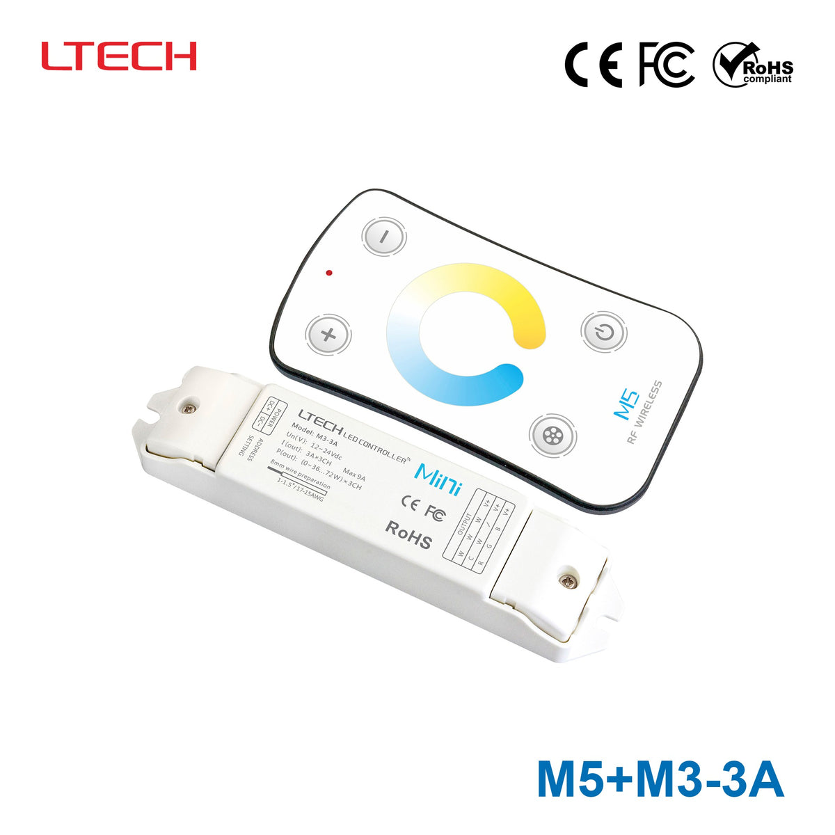 Ltech M5+M3-3A Mini Controller with RF Remote - Colour Temperature
