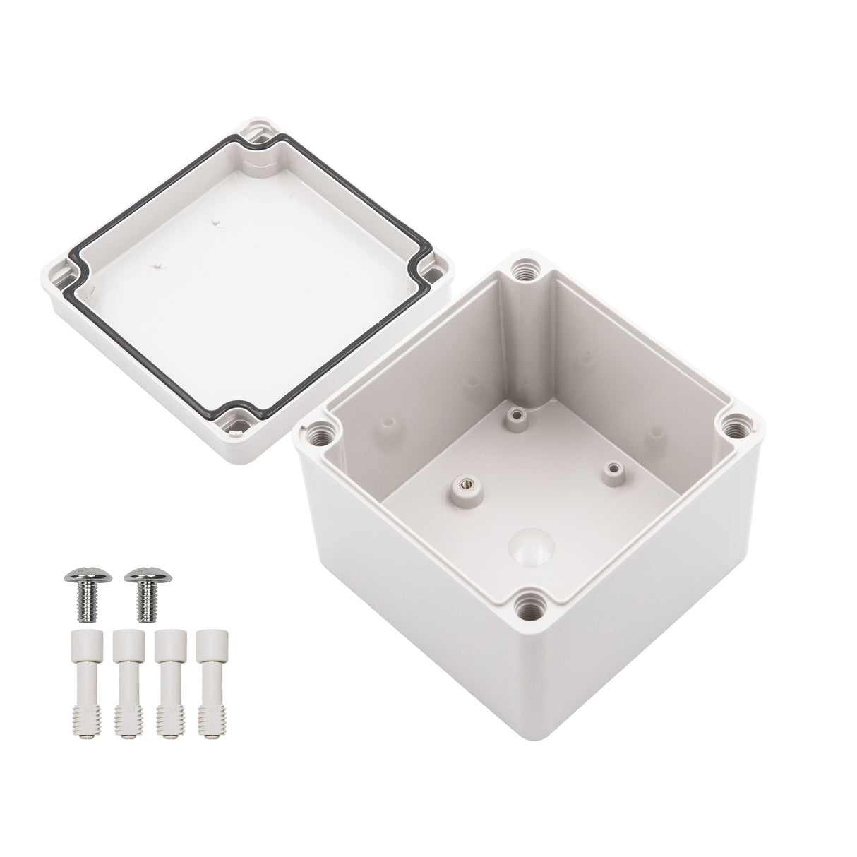 Boxco S-Series 4.92 x 4.92 x 3.94 Inches(125x125x100mm) Plastic Enclosure, IP67, IK08, PC, Grey Cover, Screw Type - PHOTO 3