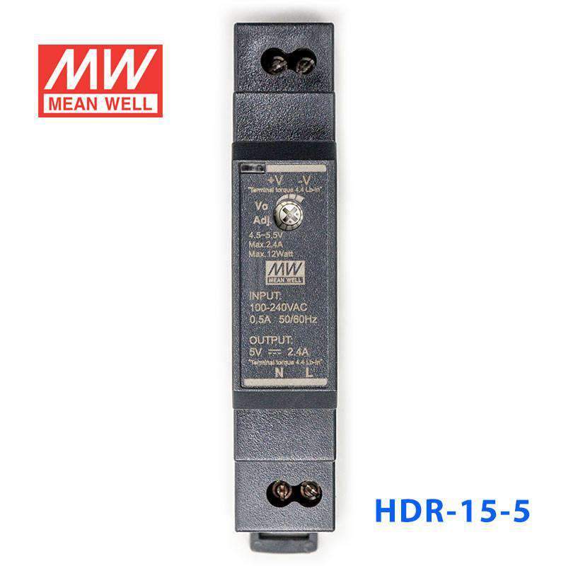 Mean Well HDR-15-5 Ultra Slim Step Shape Power Supply 15W 5V - DIN Rail - PHOTO 1