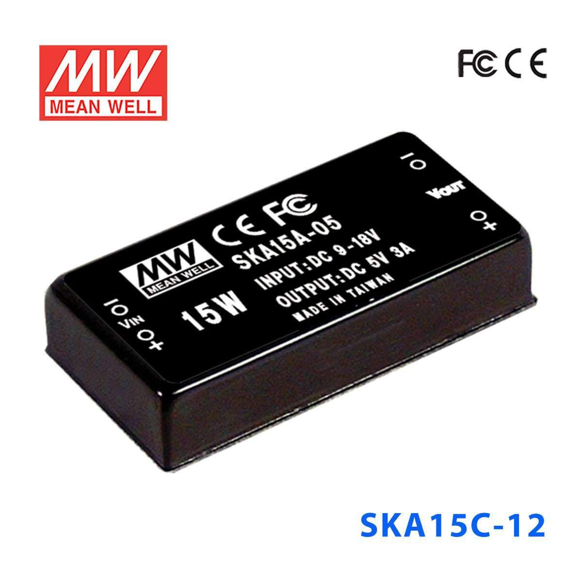Mean Well SKA15C-12 DC-DC Converter - 15W - 36~72V in 12V out 1.25A