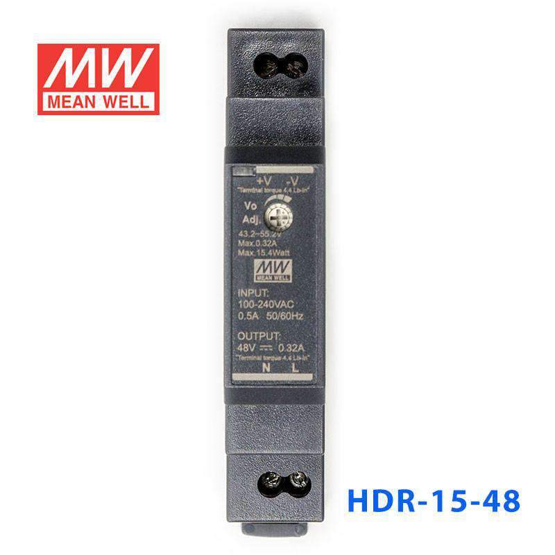 Mean Well HDR-15-48 Ultra Slim Step Shape Power Supply 15W 48V - DIN Rail - PHOTO 1