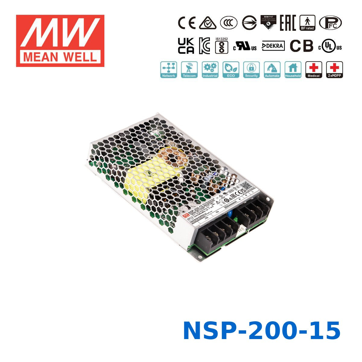 Mean Well 201W High Reliable Multi-Industries Power Supply 15V 13.4A