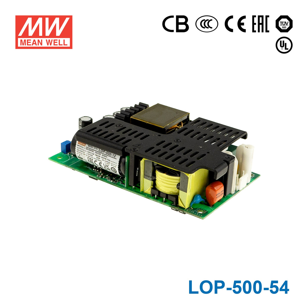 Mean Well LOP-500-54 500W 5"×3" Low Profile Open Frame Power Supply 54V