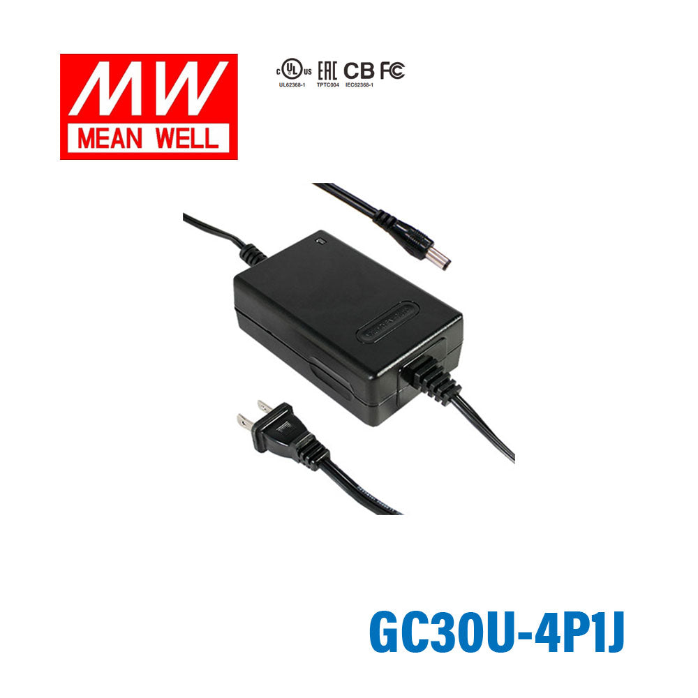 Mean Well GC30U-4P1J Portable Chargers 30W 14.3V 2.09A - Green Adaptor