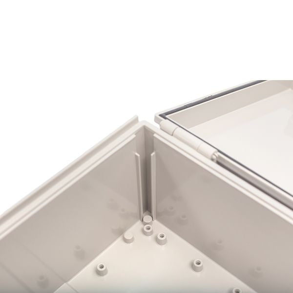 Boxco Q-Series 8.27 x 8.27 x 5.12 Inches(210 x 210 x 130mm) Plastic Enclosure, IP67, IK08, ABS, Transparent Cover, Plastic Hinge and Latch Type - PHOTO 5