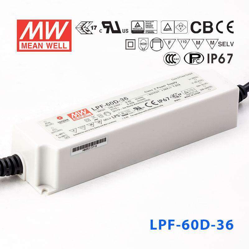 Mean Well LPF-60D-36 Power Supply 60W 36V - Dimmable 1.67A