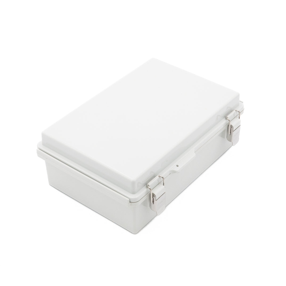Boxco P-Series 7.48 x 11.02 x 3.94 Inches(190 x 280 x 100mm) Plastic Enclosure, IP67, IK08, ABS, Grey Cover, Molded Hinge and Latch Type - PHOTO 1
