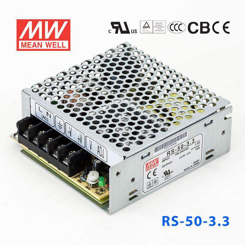 Mean Well RS-50-3.3 Power Supply 50W 3.3V 10A