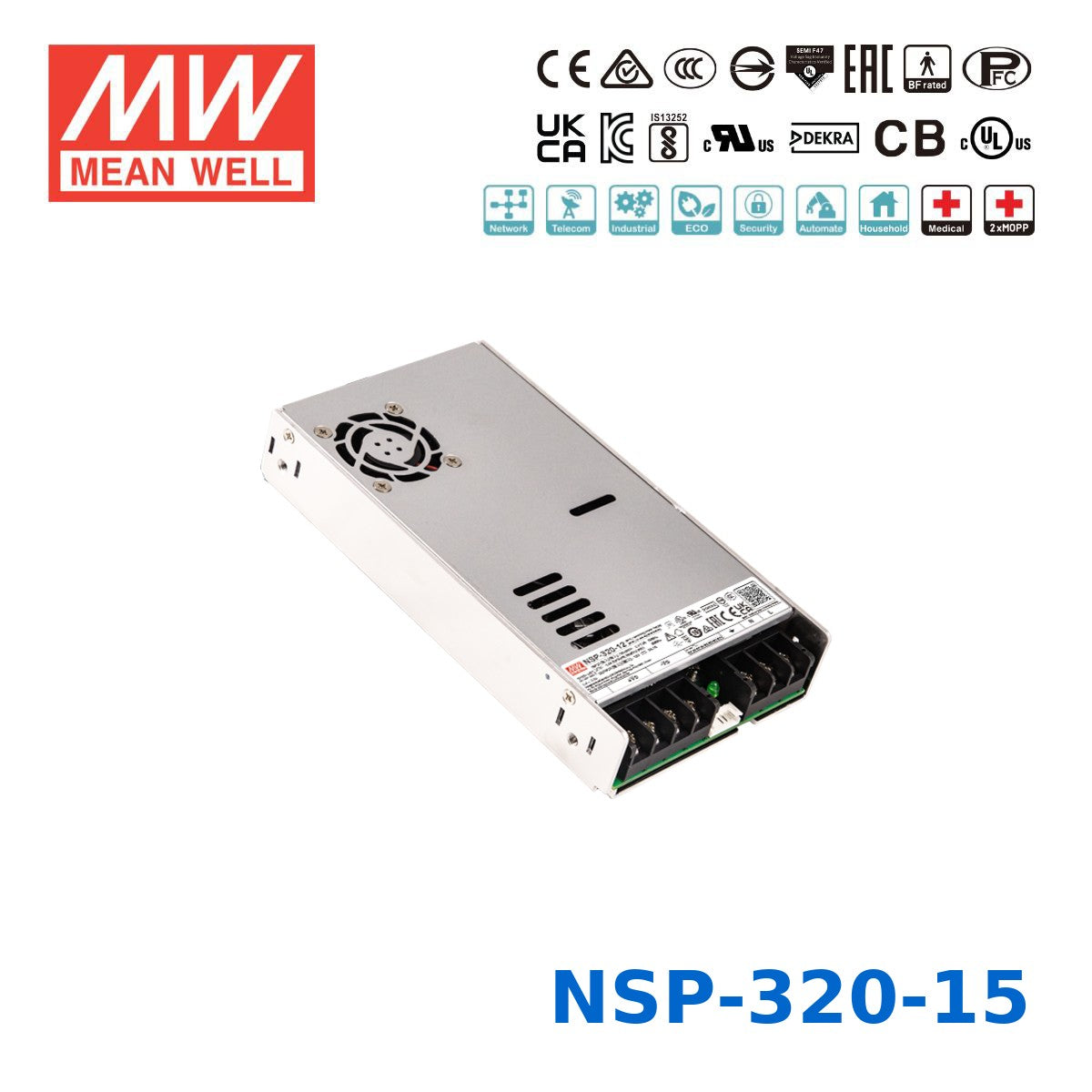 Mean Well 321W High Reliable Multi-Industries Power Supply 15V 21.4A