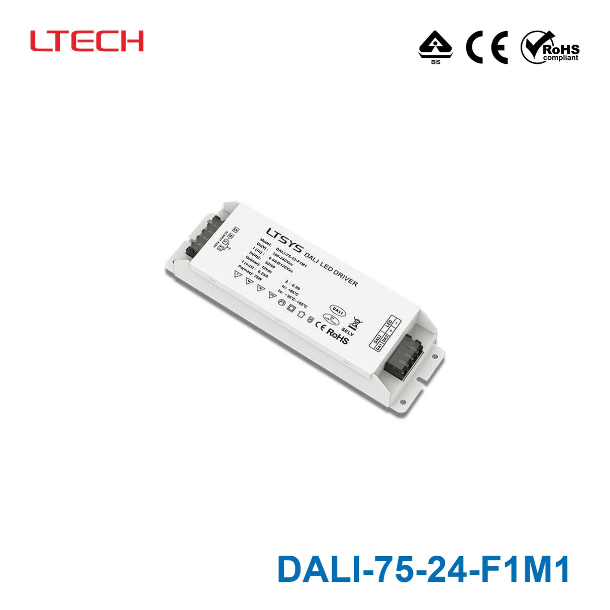 Ltech DALI-75-24-F1M1 75W 24VDC CV DALI LED Driver 3.12A