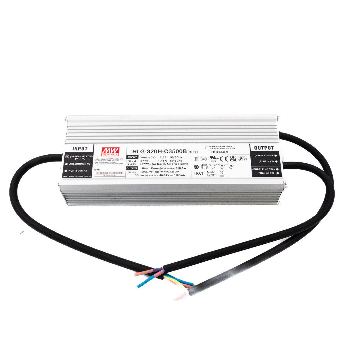 Mean Well HLG-320H-C3500B Power Supply 318.5W 3500mA - Dimmable - PHOTO 1