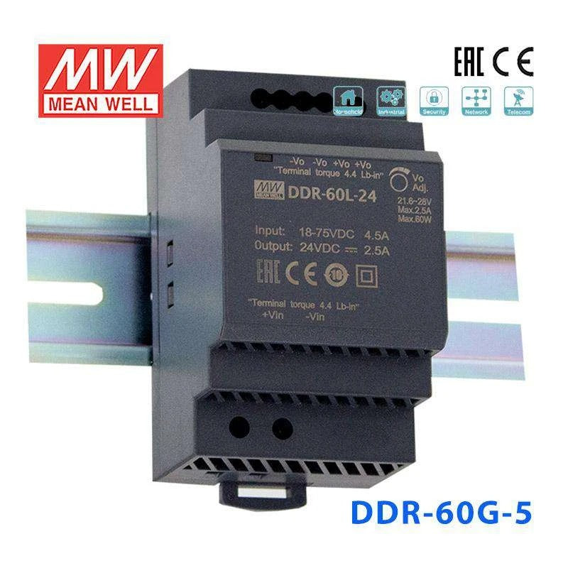 Mean Well DDR-60G-5 DC-DC Converter - 60W - 9~36V in 5V out 10.8A