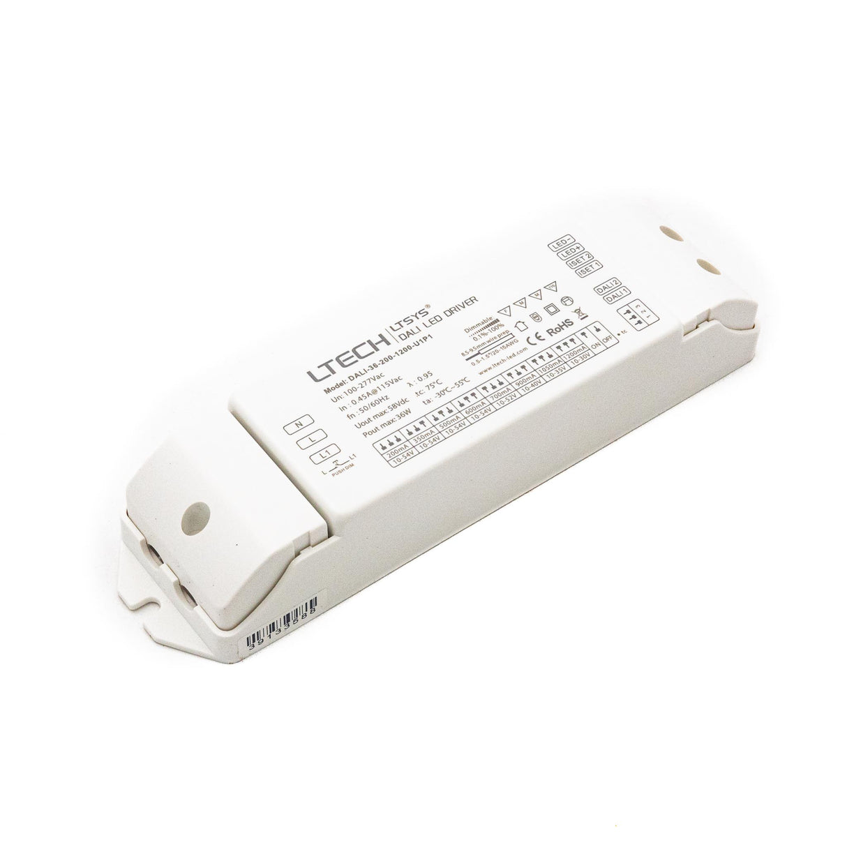 LTECH DALI-36-200-1200-U1P1 36W 200mA ~ 1200mA CC Dali LED Driver - Selectable Output
