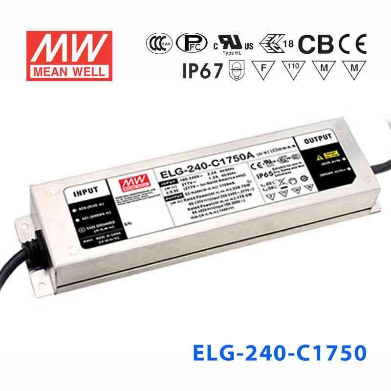 Mean Well ELG-240-C1750B Power Supply 240W 1750mA - Dimmable