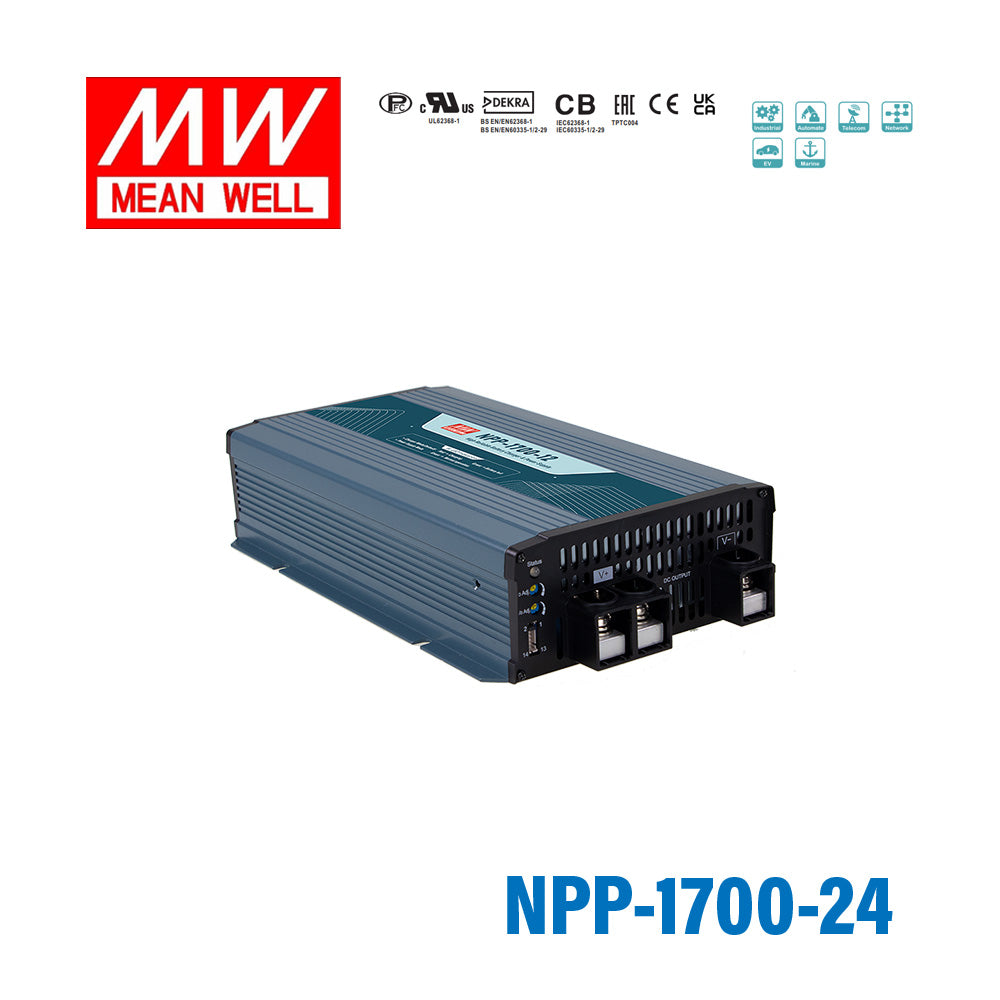 Mean Well NPP-1700-24 1680W 24V Battery Charge& Power Supply 2-in-1, Selectable via Jumper