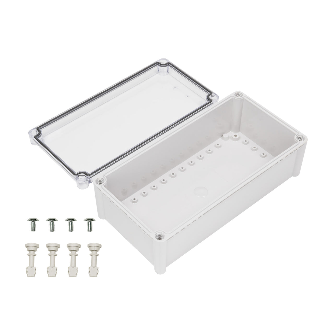 Boxco S-Series 7.48 x 14.96 x 5.12 Inches(190x380x130mm) Plastic Enclosure, IP67, IK08, PC, Transparent Cover, Screw Type - PHOTO 2