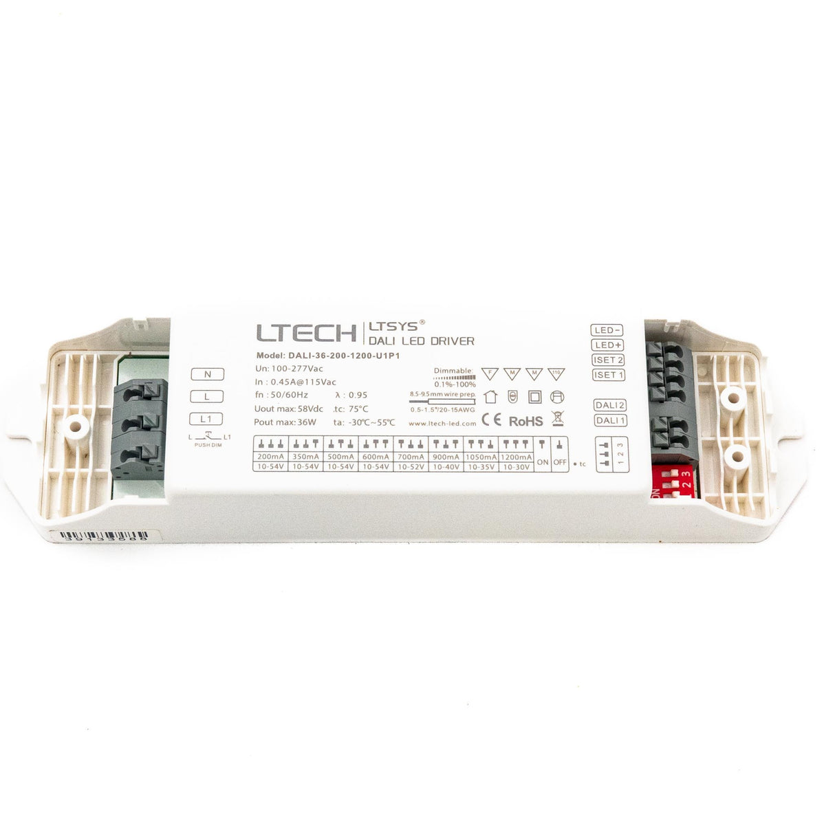 LTECH DALI-36-200-1200-U1P1 36W 200mA ~ 1200mA CC Dali LED Driver - Selectable Output - PHOTO 1