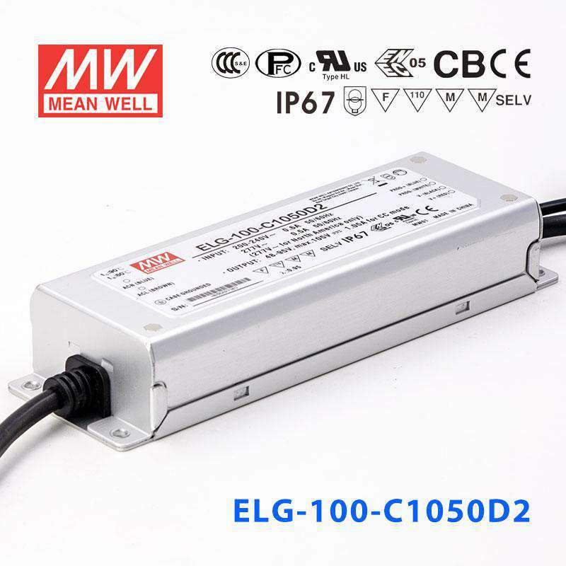 Mean Well ELG-100-C1050AB Power Supply 100W 1050mA - Adjustable and Dimmable