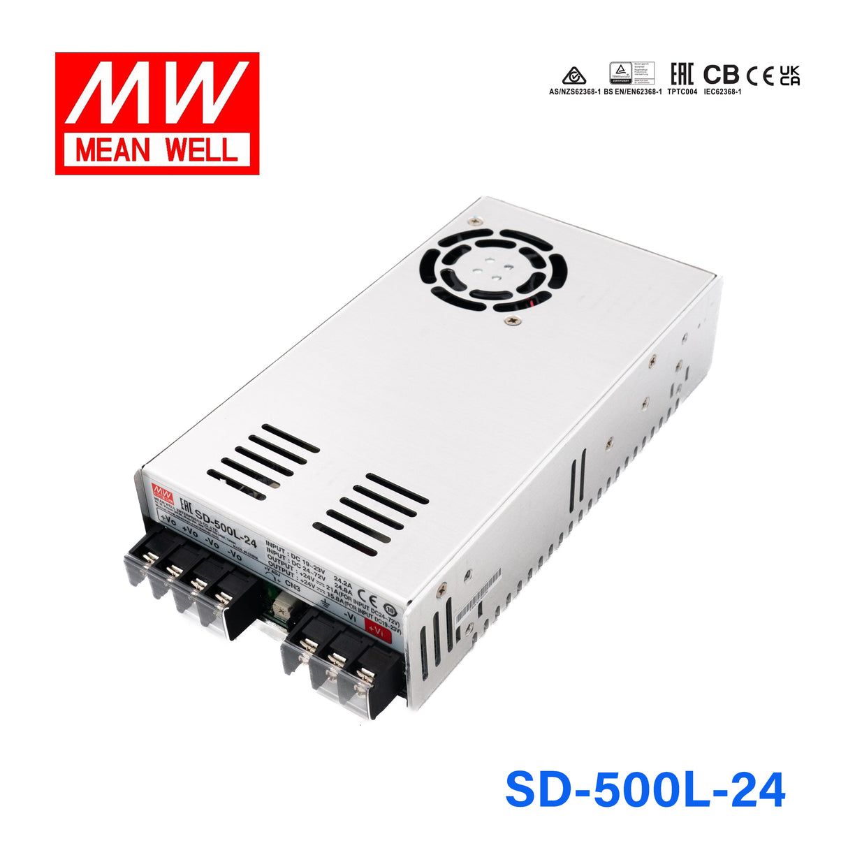 Mean Well SD-500L-24 DC-DC Converter - 500W - 19~72V in 24V out